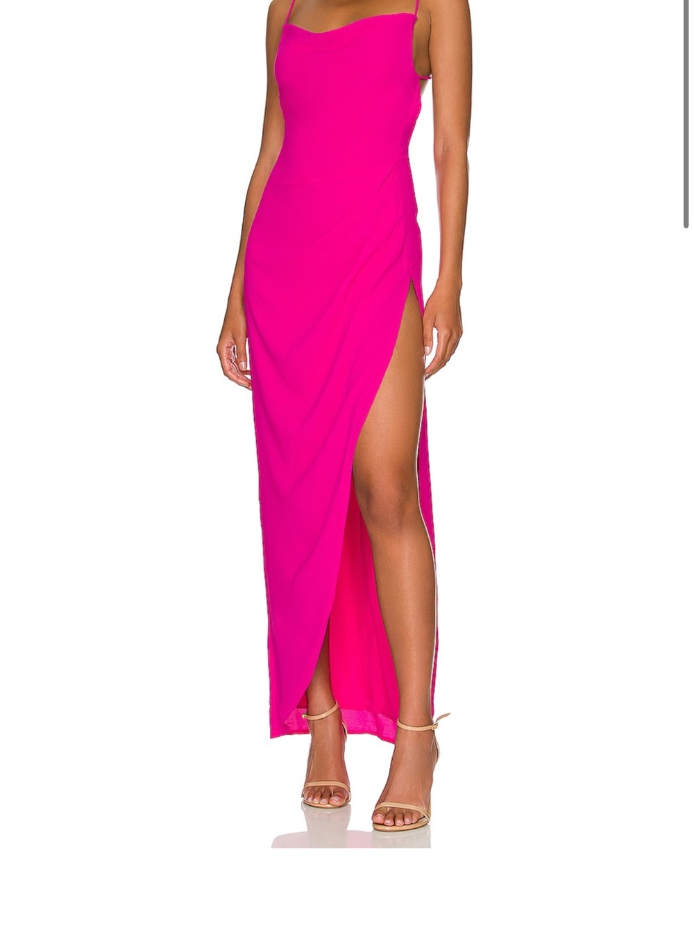 Strappy Fuchsia Side-Slit Maxi Dress